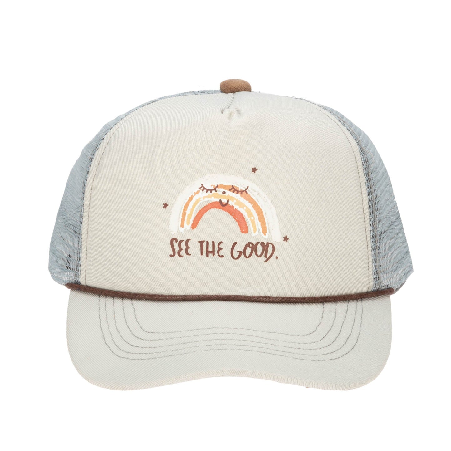 Cut and Sew Trucker Hat with "See the Good" Rainbow Graphic