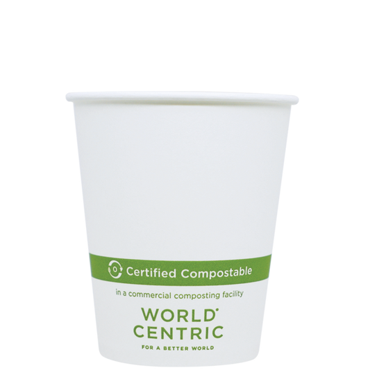 World Centric 6 oz FSC Paper Hot Cup, White, Bio-Based Lined (QTY 1000), SKU CU-PA-6