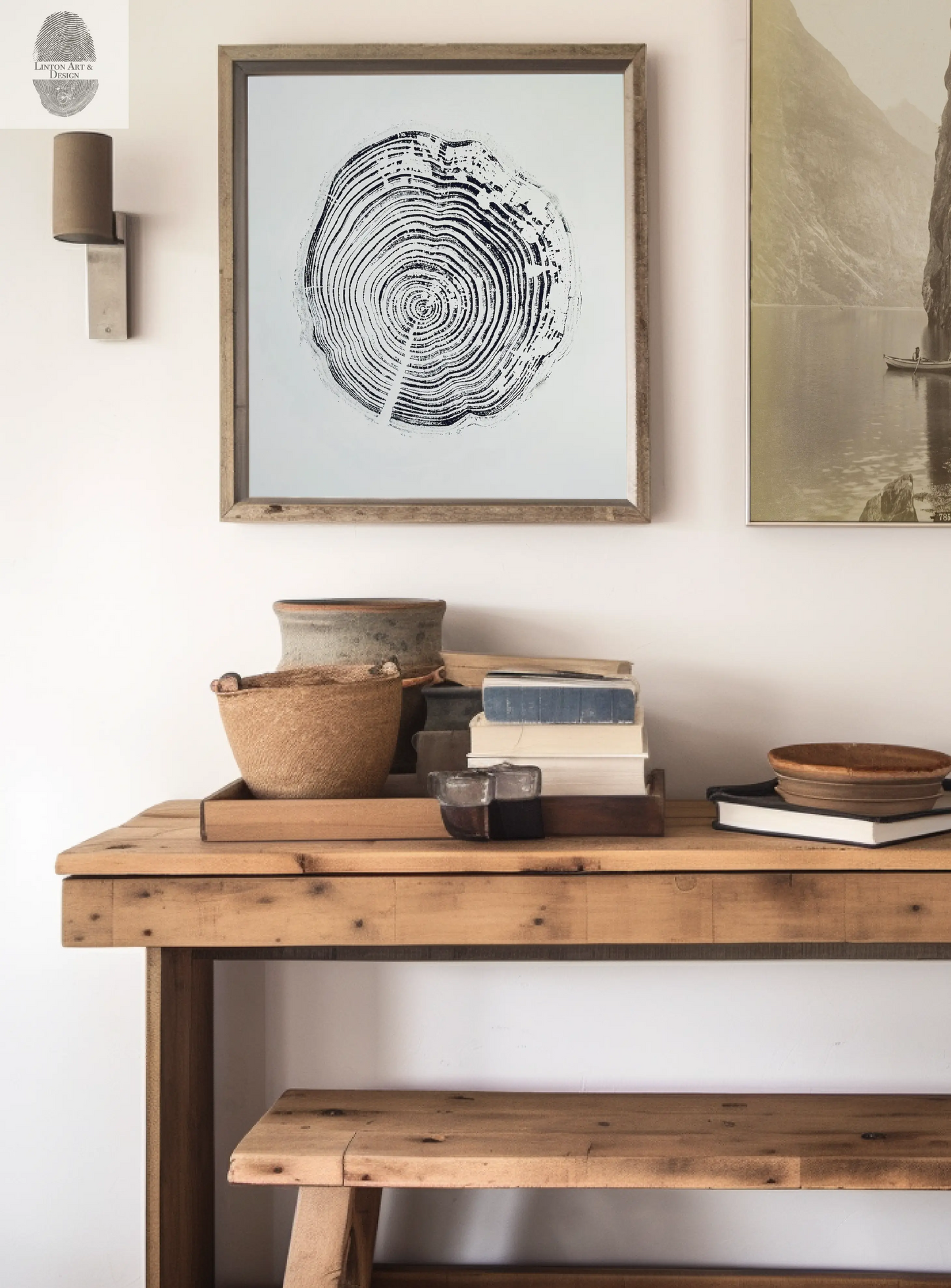 California Redwood, San Francisco, 30 years, 18x24 inch print, hand pressed print, tree ring art, wood slice, wedding tree, Woodcut print, by Erik Linton