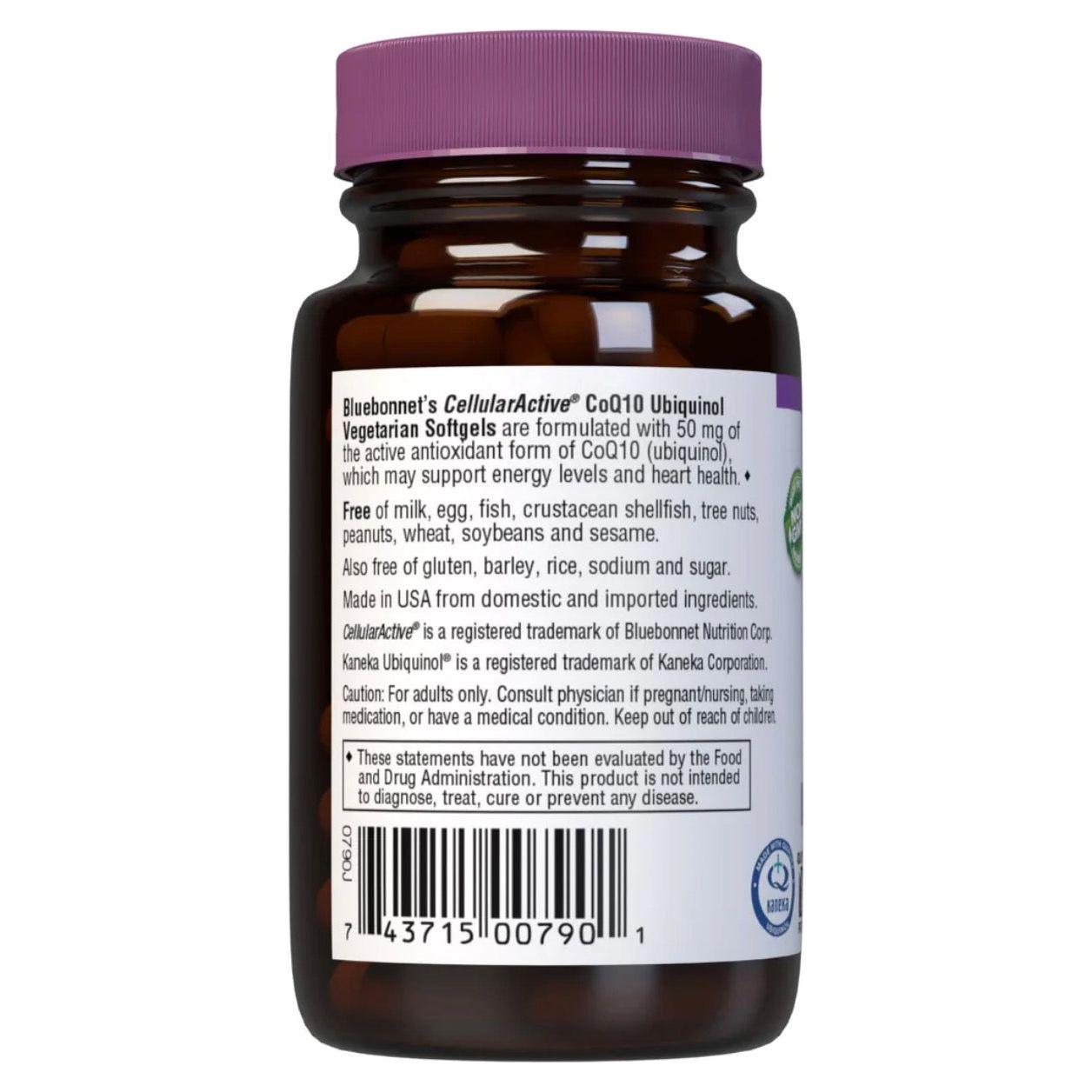 Bluebonnets CellularActive CoQ10 Ubiquinol  50 mg, 30 Vegetarian Softgels