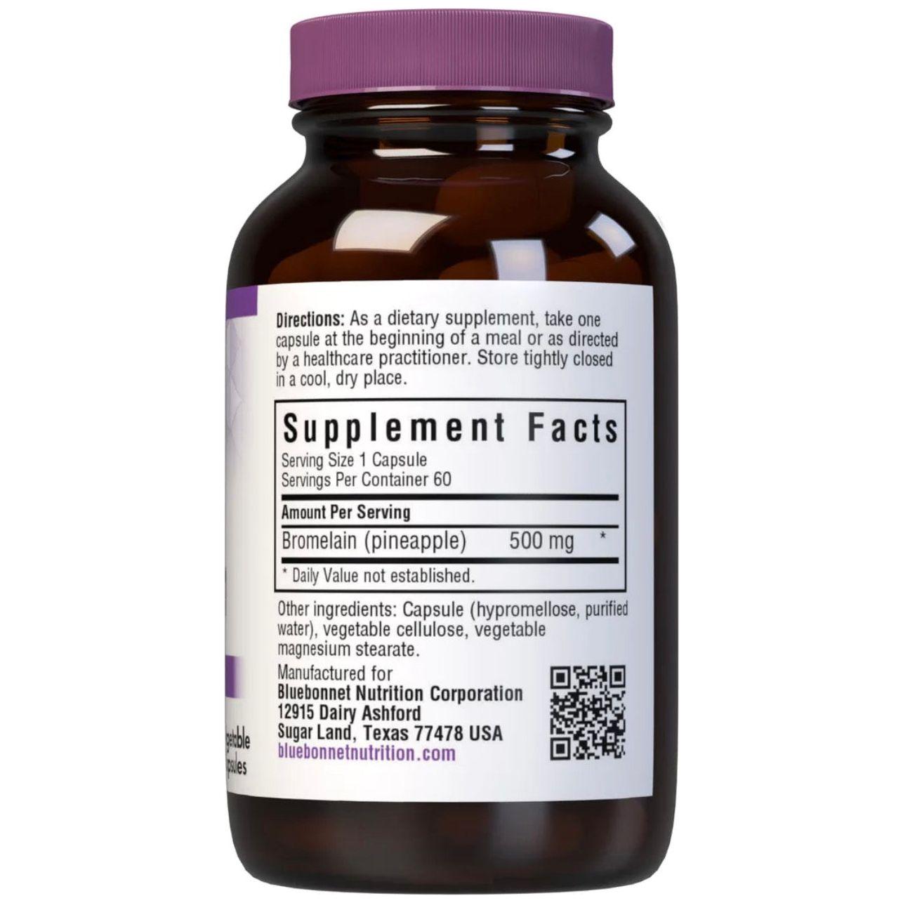 Bluebonnets Super Bromelain 500 mg, 60 Vegetable Capsules