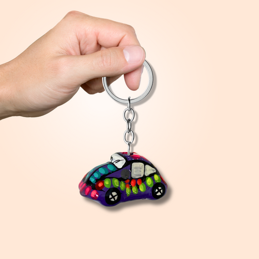 Volkswagen VW Van & Beetle Mexican Hand painted Clay Keychain - Mexico - Osadia Concept Store