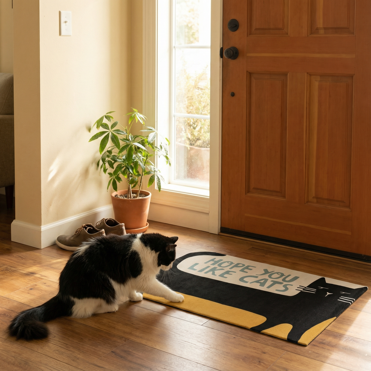 Cat Lover Doormat Entryway Indoor/Outdoor Rug | 34" x 20 | Slip-Resistant Backing