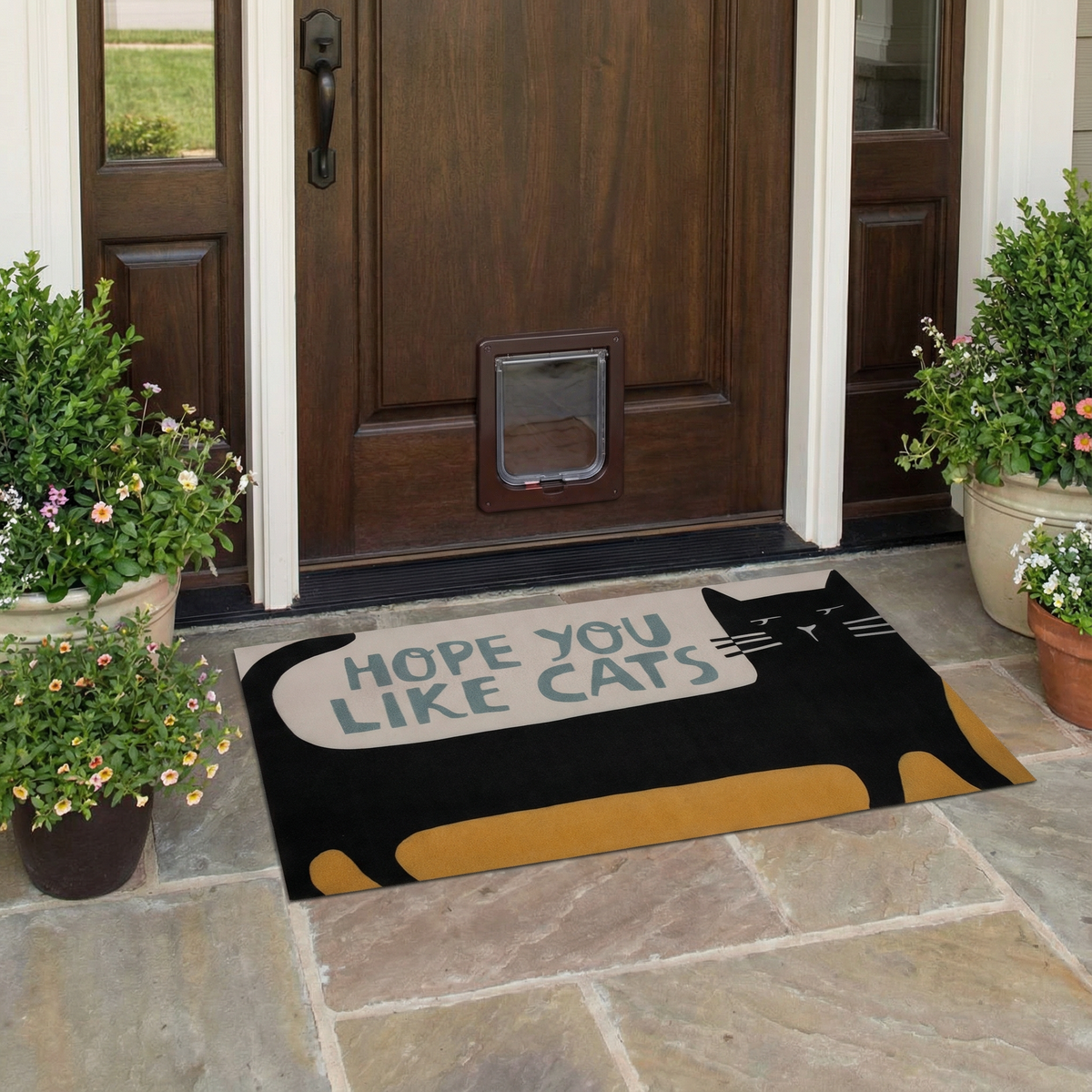 Cat Lover Doormat Entryway Indoor/Outdoor Rug | 34" x 20 | Slip-Resistant Backing