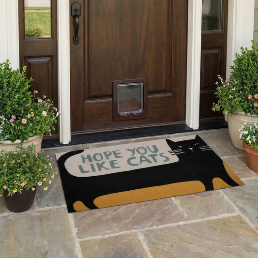 Cat Lover Doormat Entryway Indoor/Outdoor Rug | 34" x 20 | Slip-Resistant Backing