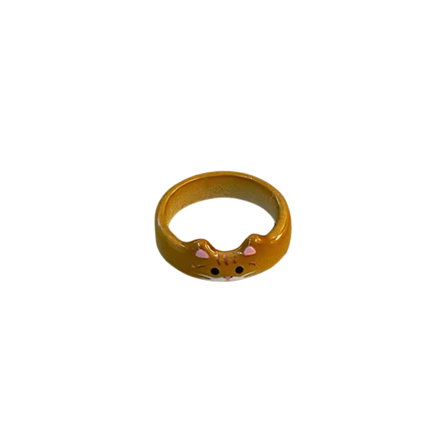 Cat Rings Set of 5 | Sculpted Peeking Cat Face Rings | Brown, White, Black & Calico | Size 7