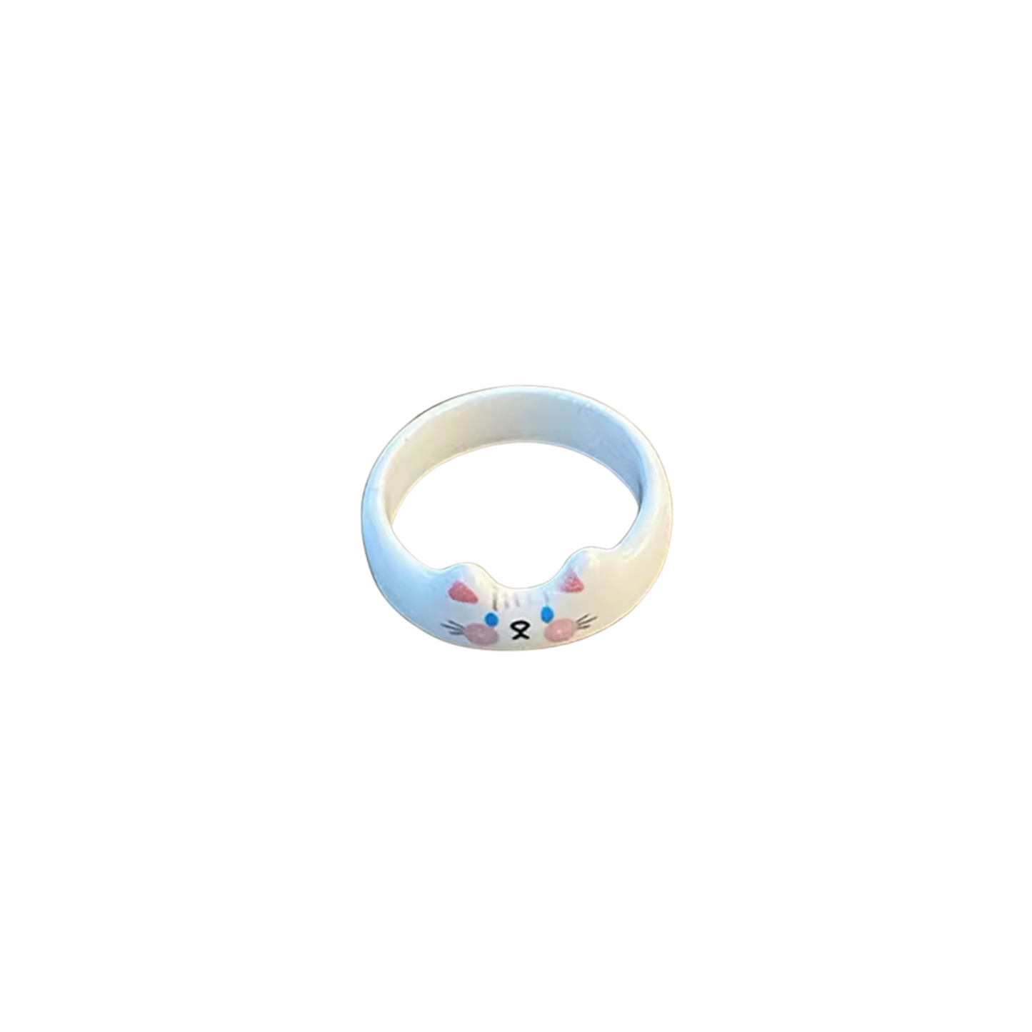 Cat Rings Set of 5 | Sculpted Peeking Cat Face Rings | Brown, White, Black & Calico | Size 7