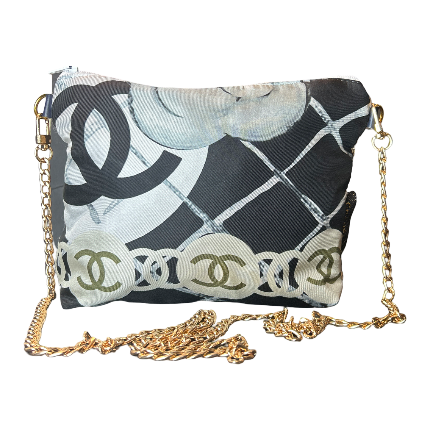 CC Logo Camellia  Noir Vintage Scarf Crossbody Bag