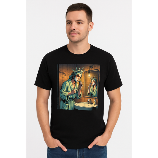 Pasteur Statue of Liberty Shaving – Graphic Black T-Shirt