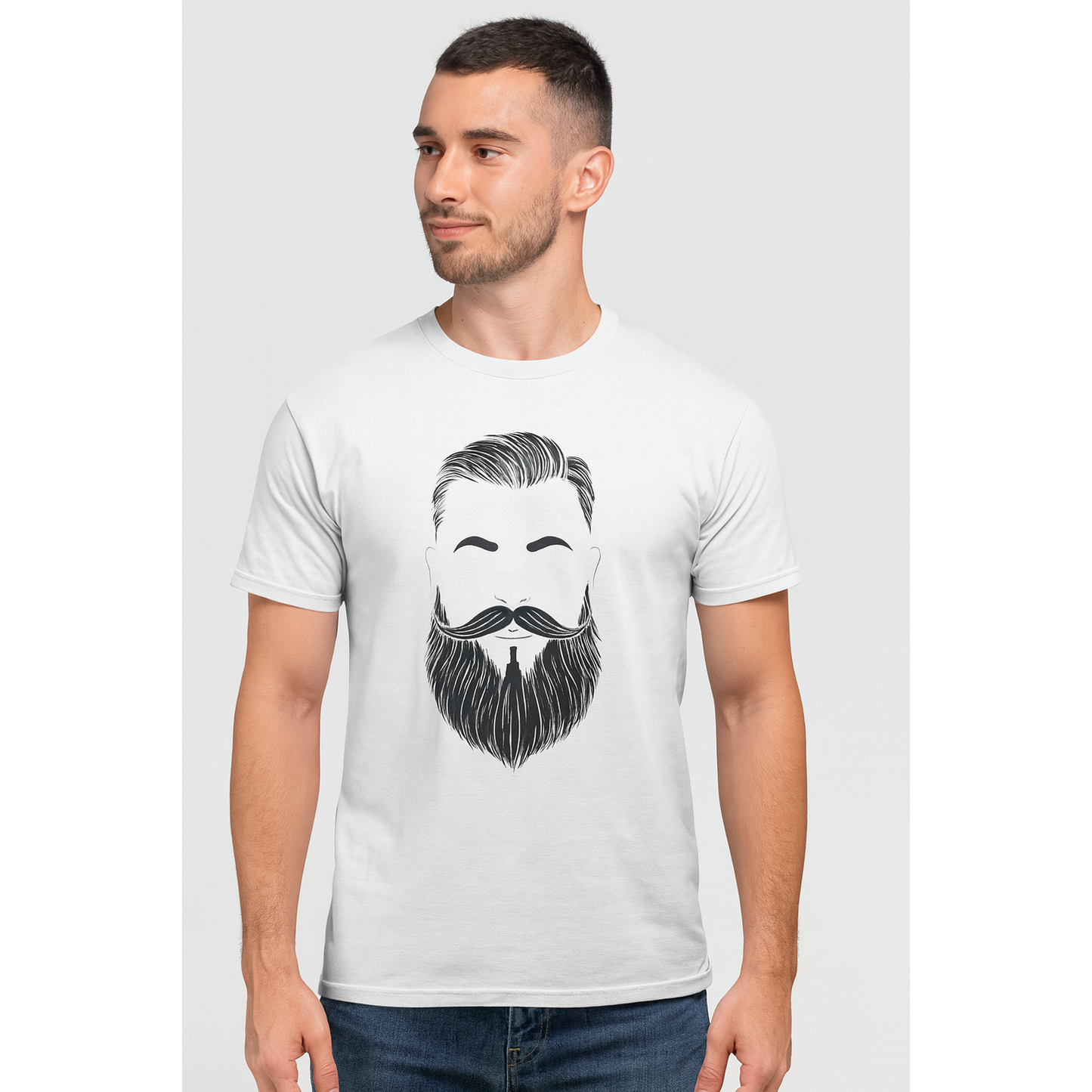 Pasteur Beard & Mustache Minimalist White T-Shirt