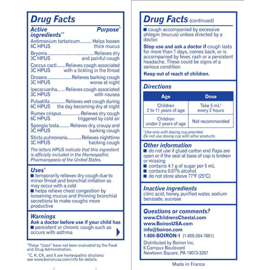 Boiron Children's Cough Relief Chestal Honey 6.7 oz box