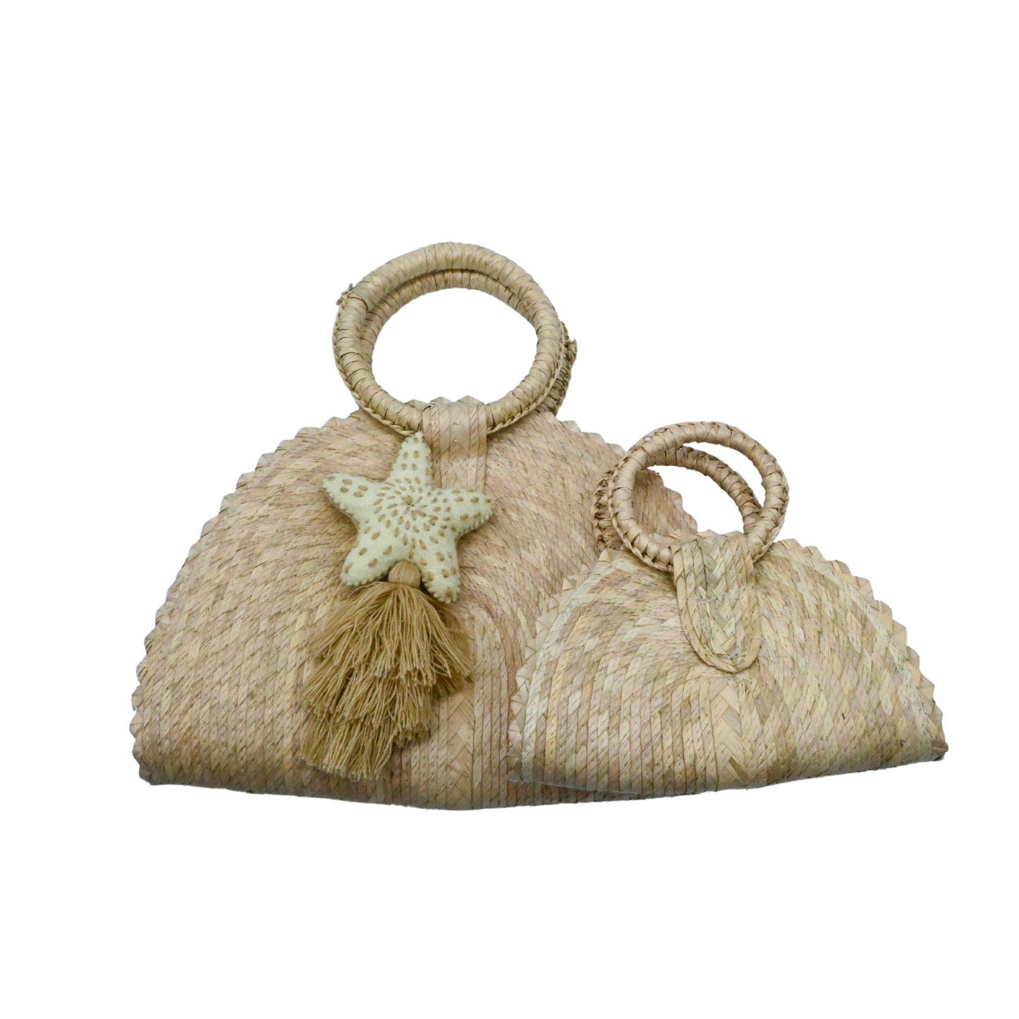 Hand Woven Crescent Purse with Pompon