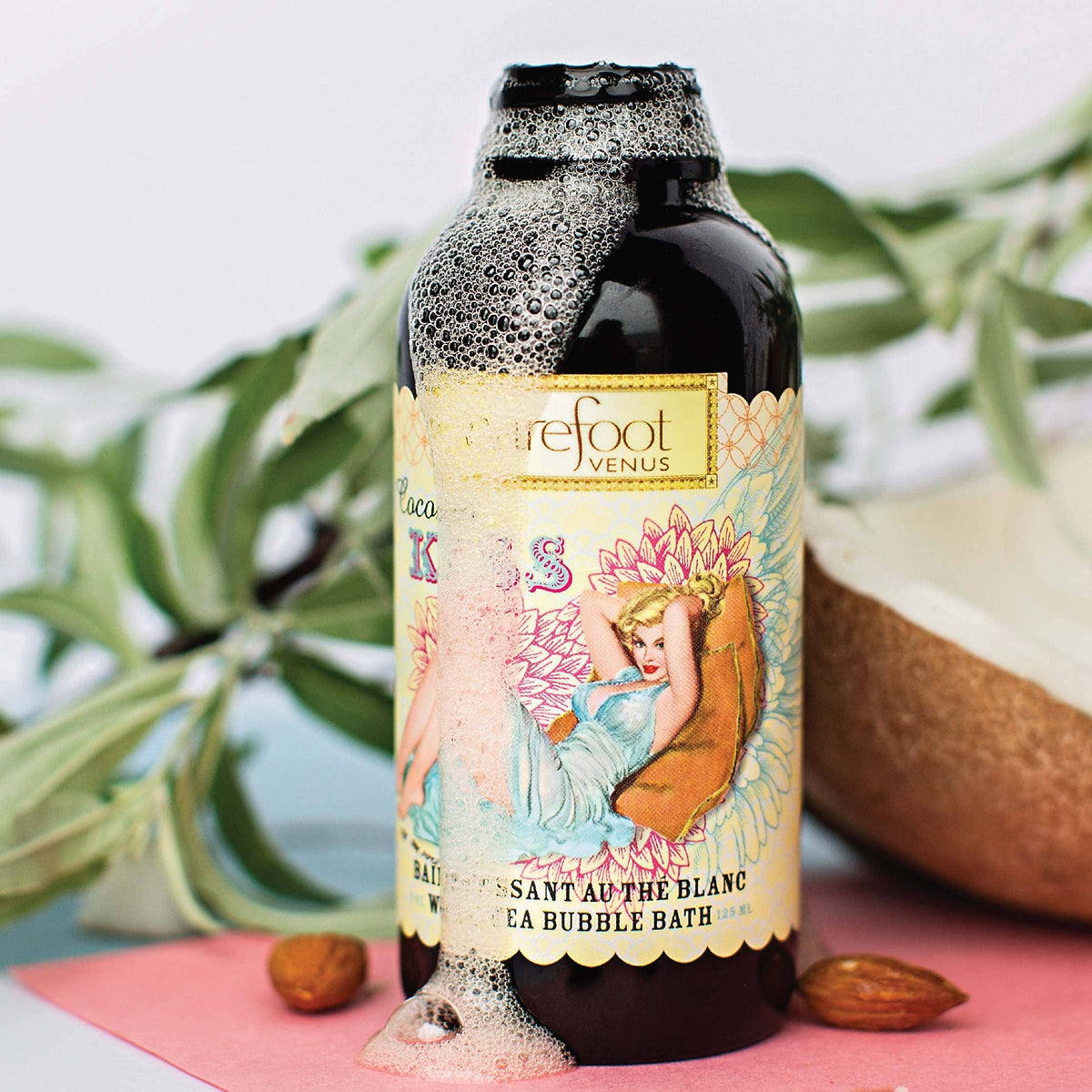 Coconut Kiss Bubble Bath – Tropical Coconut | Oat Oil & White Tea | 4oz Amber Bottle