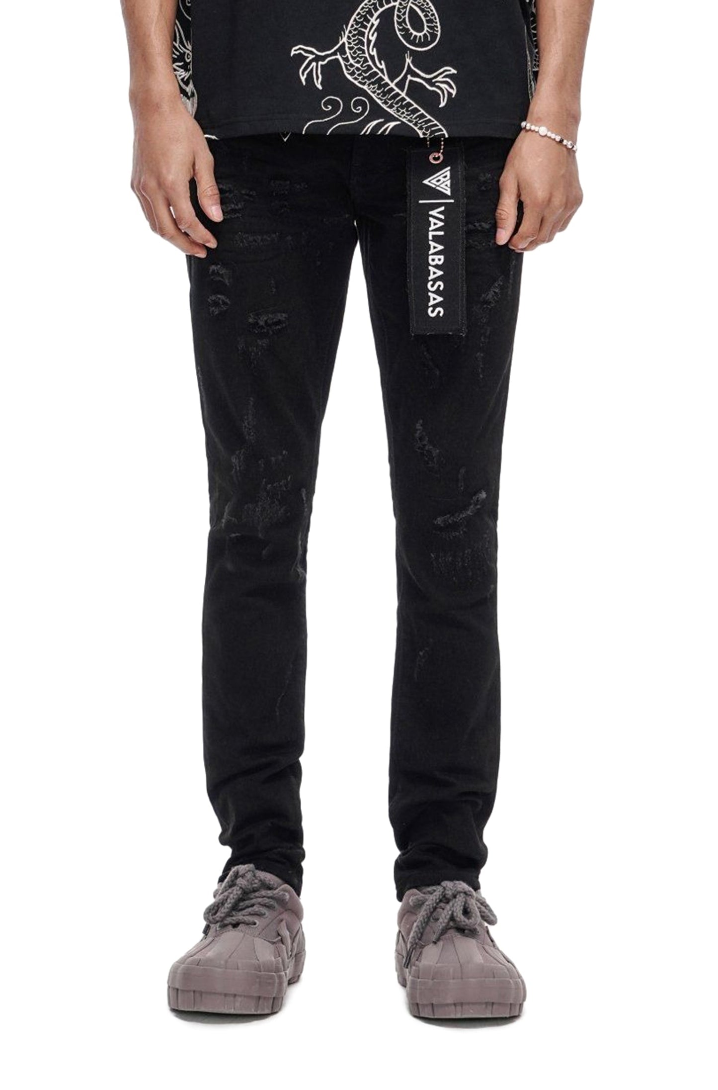 Valabasas Collage Skinny Denim Jet Black - Jet Black