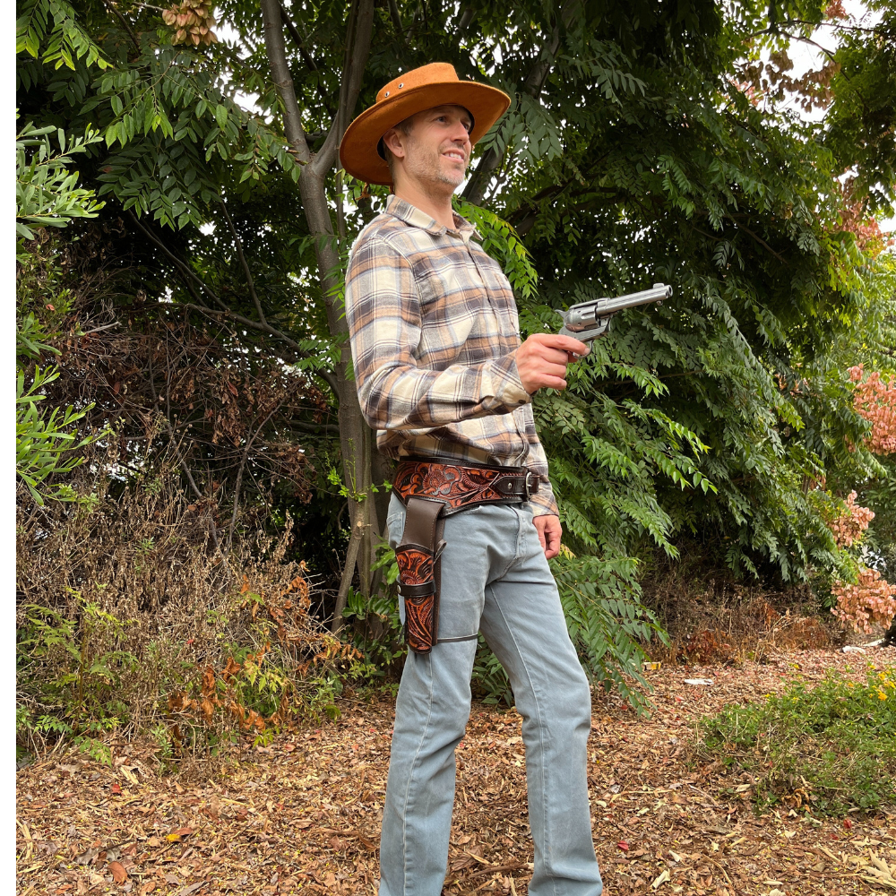 22 Caliber Western Leather Holster Belt - Brown - Osadia Concept Store