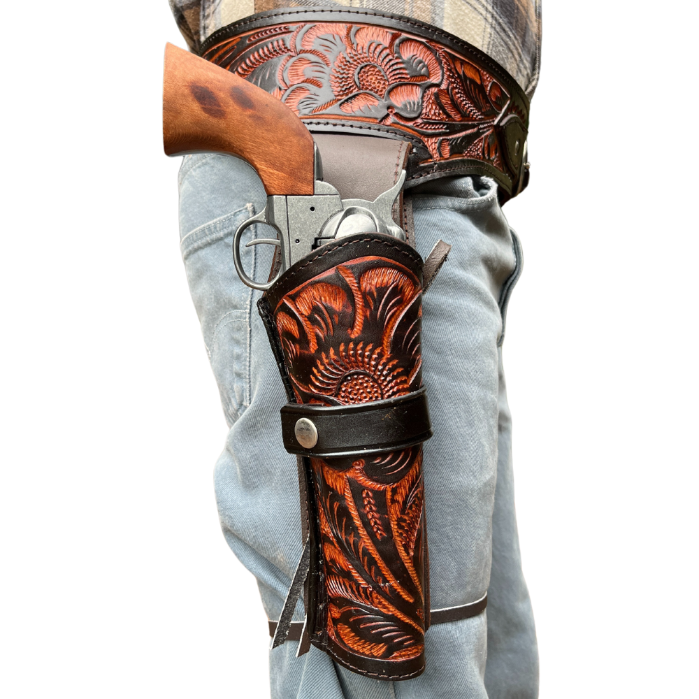 22 Caliber Western Leather Holster Belt - Brown - Osadia Concept Store