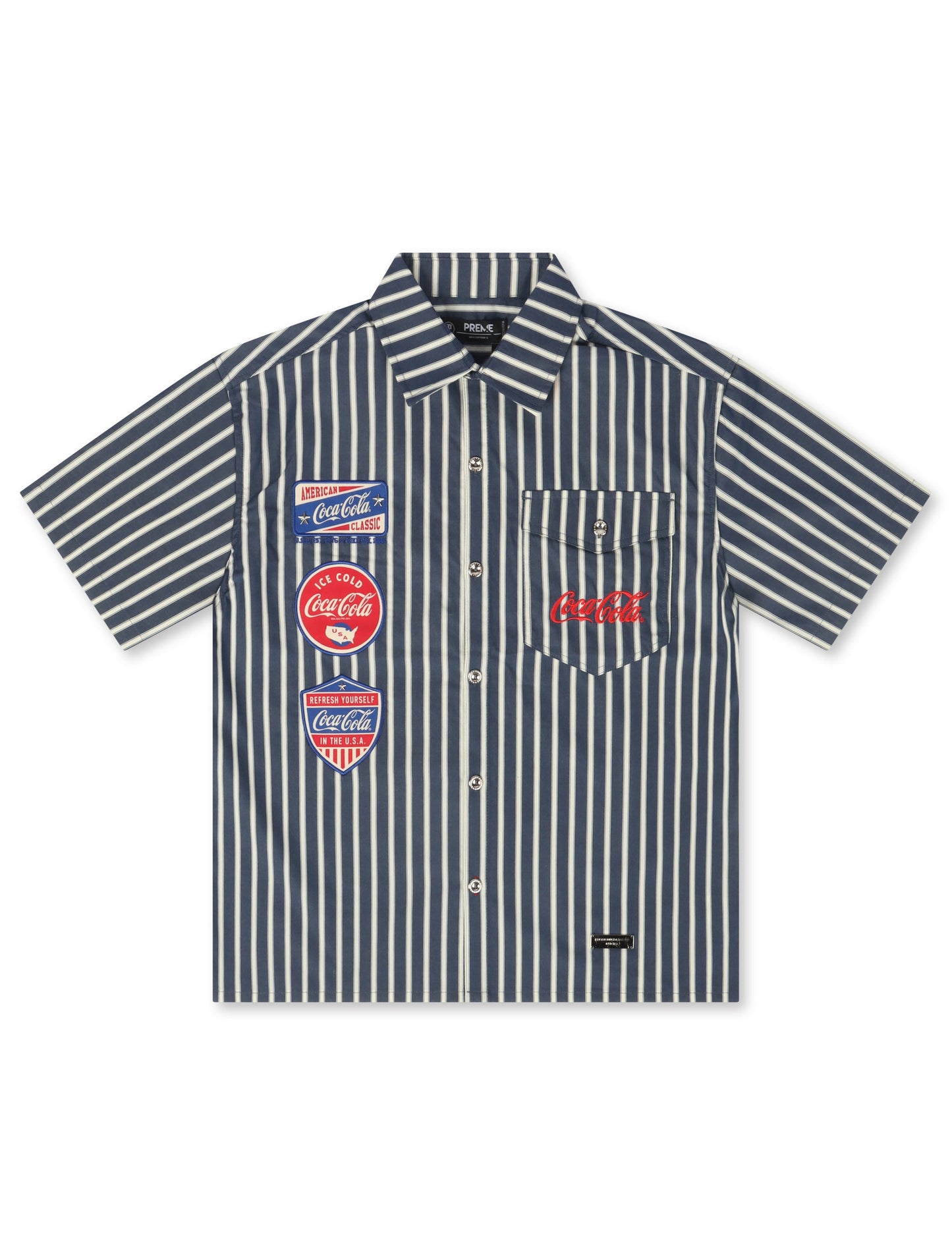 Preme Denim Coca Cola Mechanic Shirt - Navy Striped
