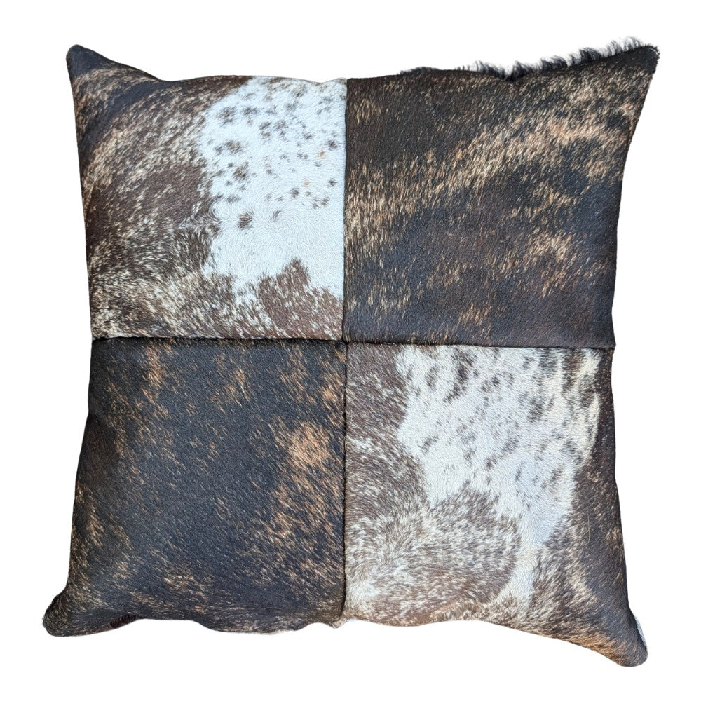 Genuine Cowhide Patchwork Pillow – Hair-on-Hide Both Sides, 16×16