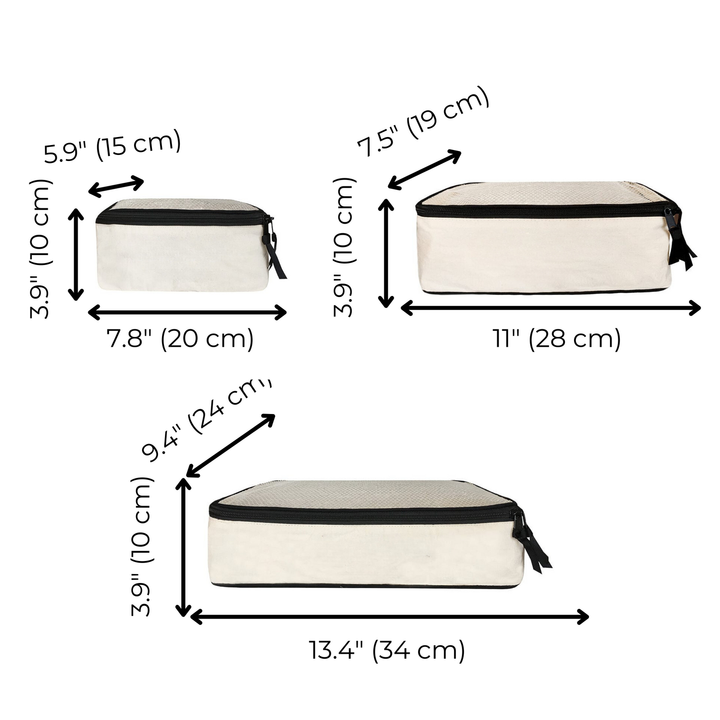 Personalized Packing Cubes, 3-pack Cream