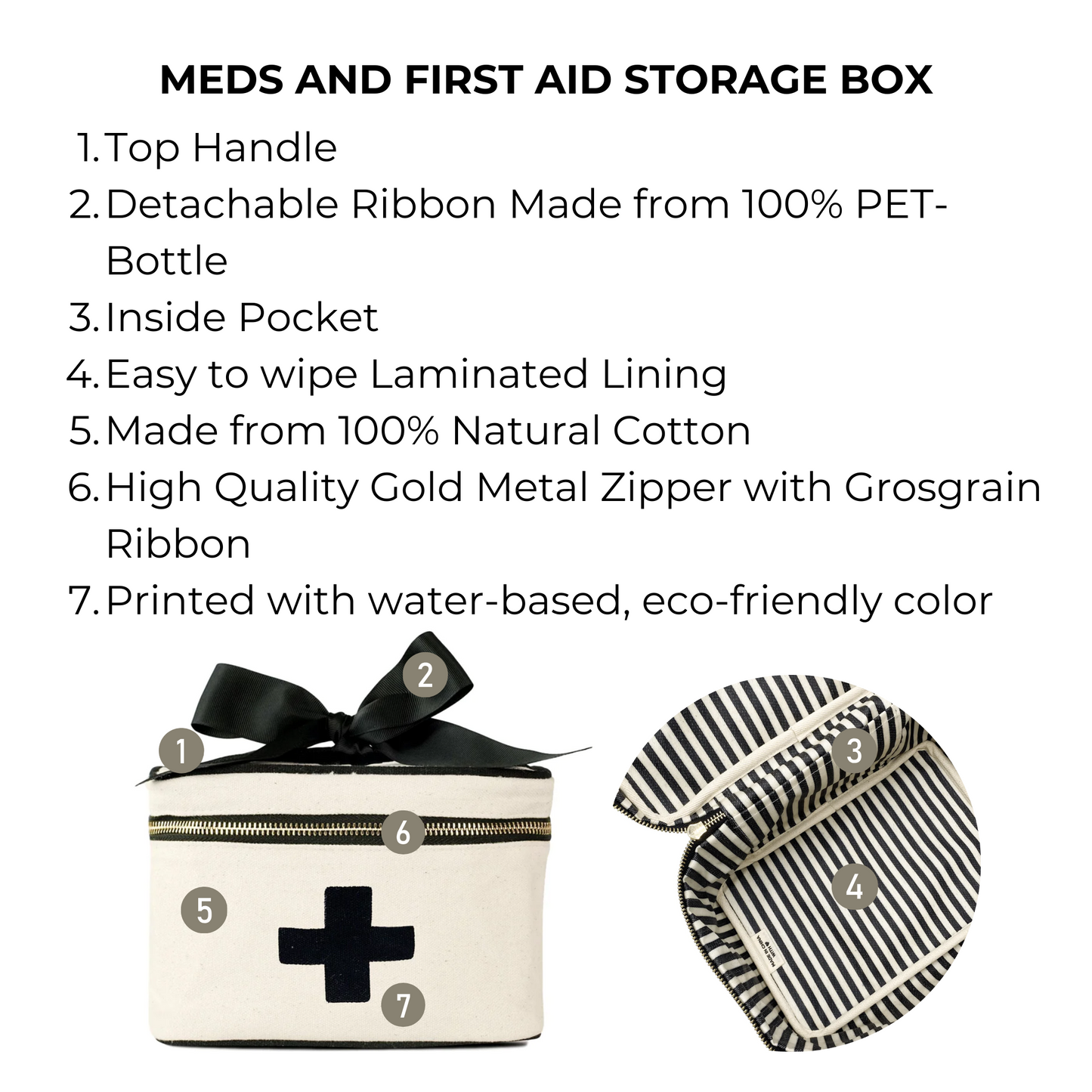 Meds and First Aid Storage Box, Cream - Osadia Concept Store