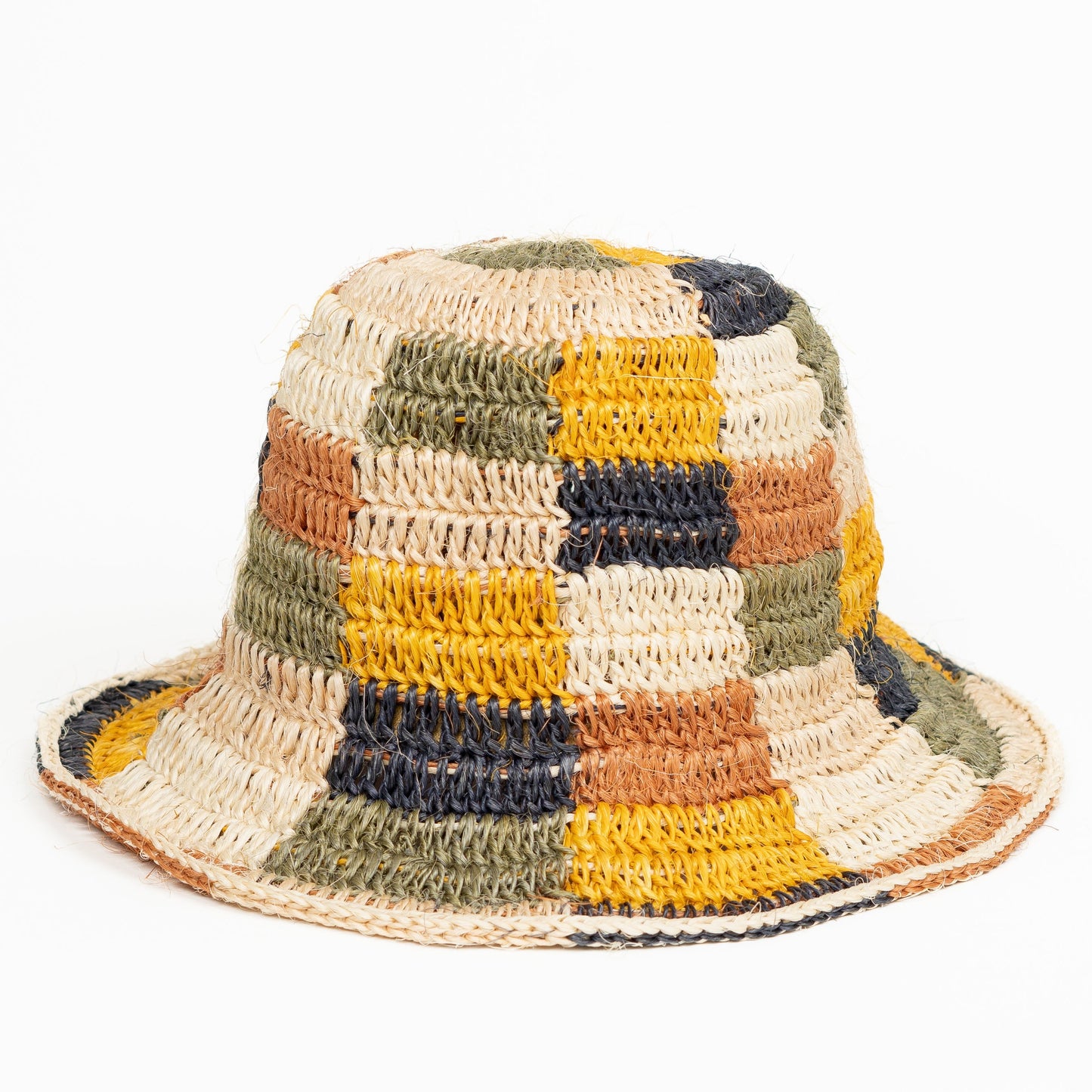 Fall Bucket Hat - Crocheted Multicolor Checkered