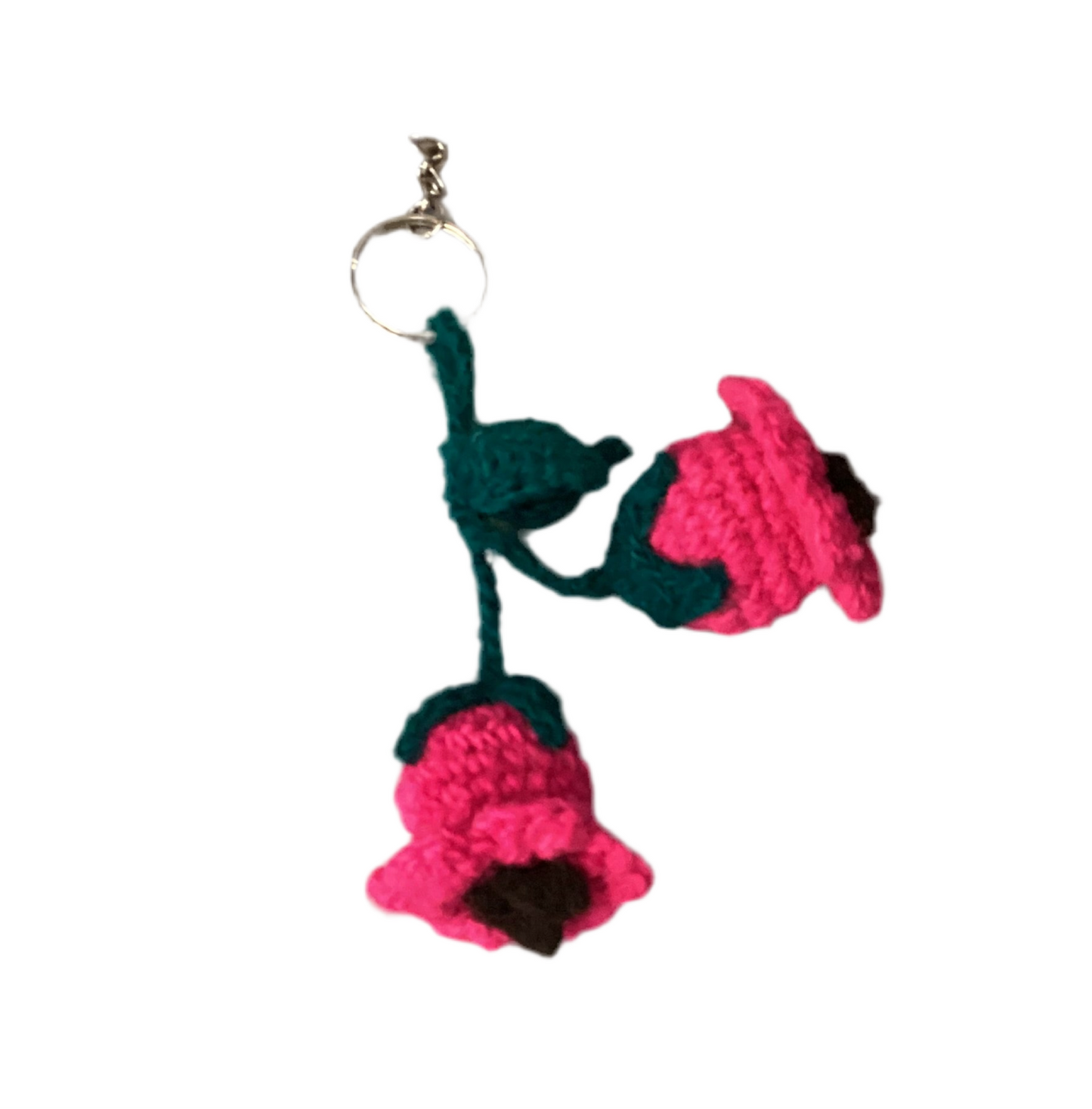 Double flower crochet keychain