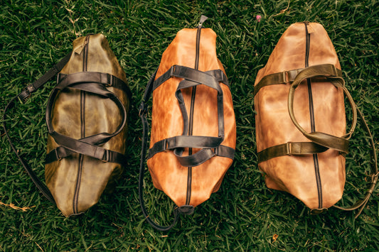 Leather Duffel - Green and Black