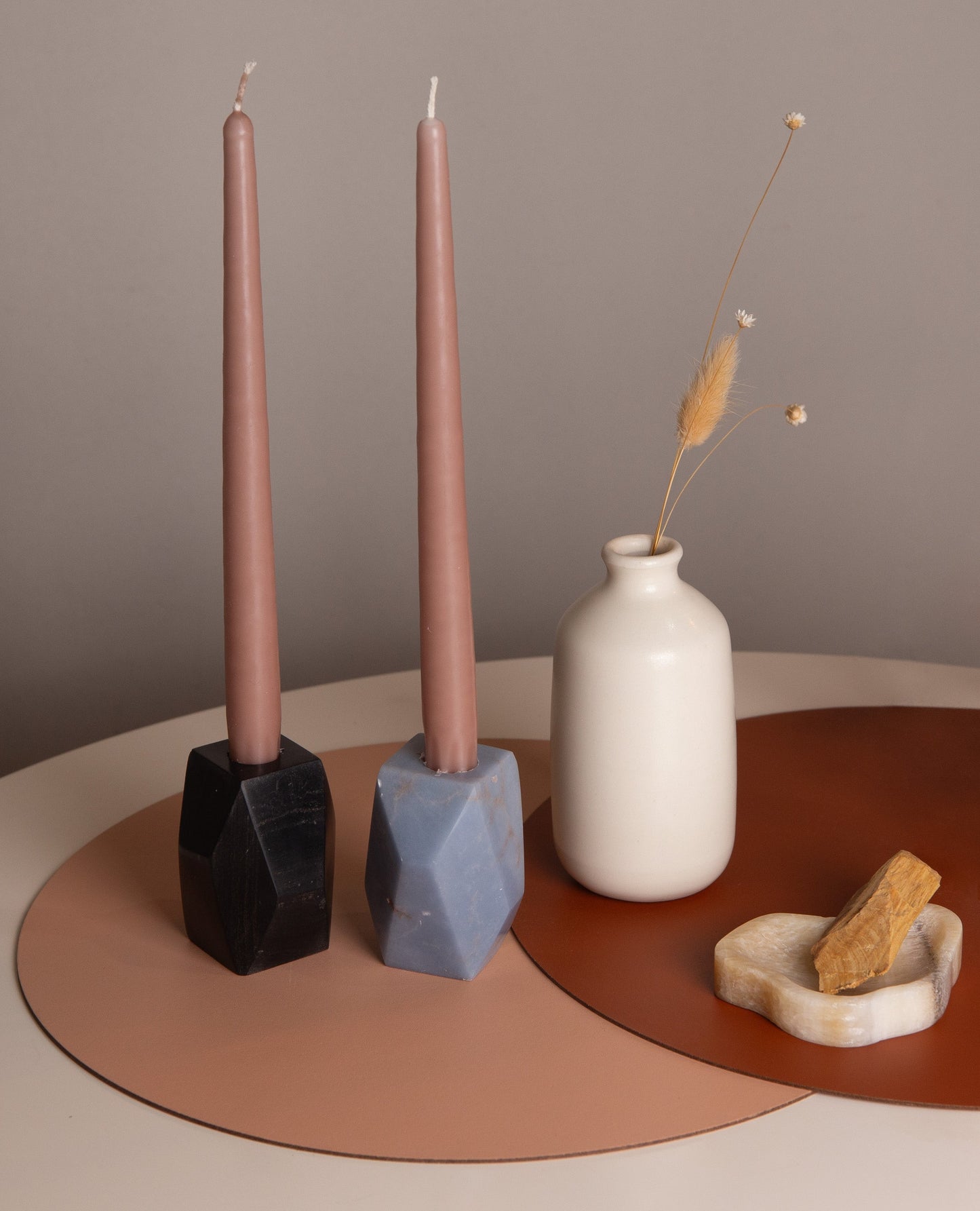 Gemstone faceted candelabra Black Onyx