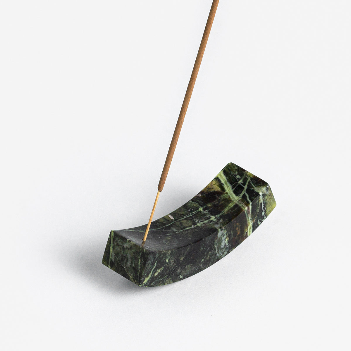 Smile gemstone incense holder Serpentine green
