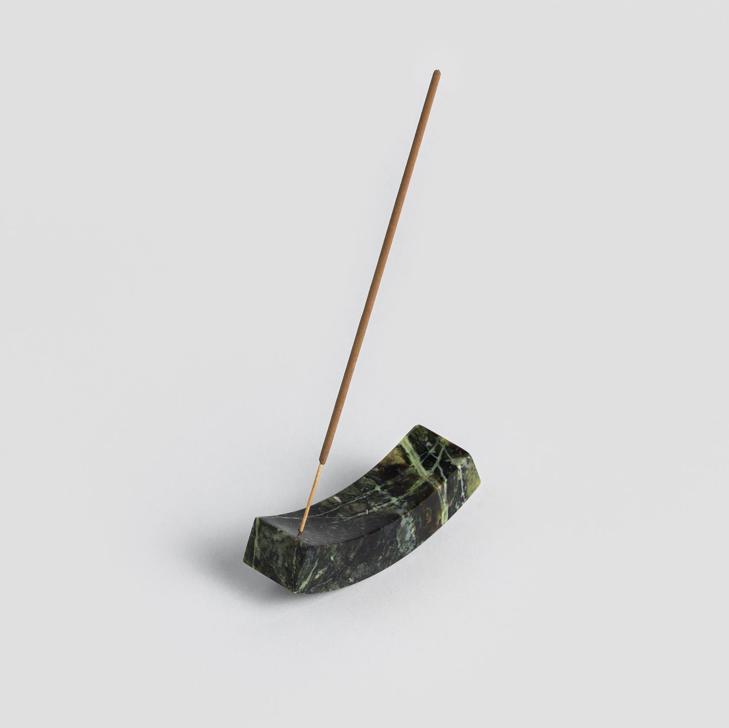 Smile gemstone incense holder Serpentine green