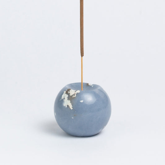Gemstone sphere incense holder Celestine