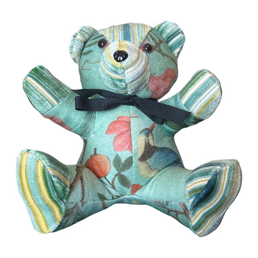 Chinoiserie Tree of Life Vintage Silk Scarf Patchwork Teddy Bear