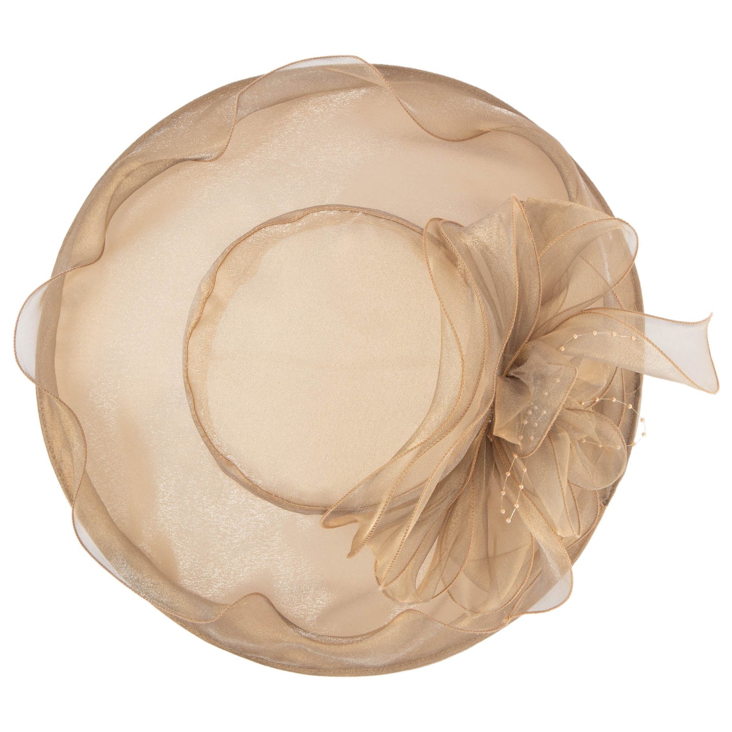Women's Gold Organza Mesh Dress Hat (DRS1031)