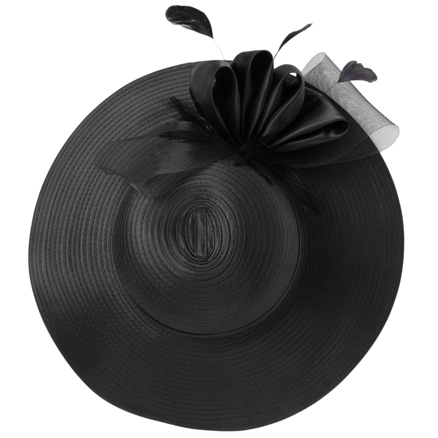Women's Round Crown Organza Bow Dress Hat