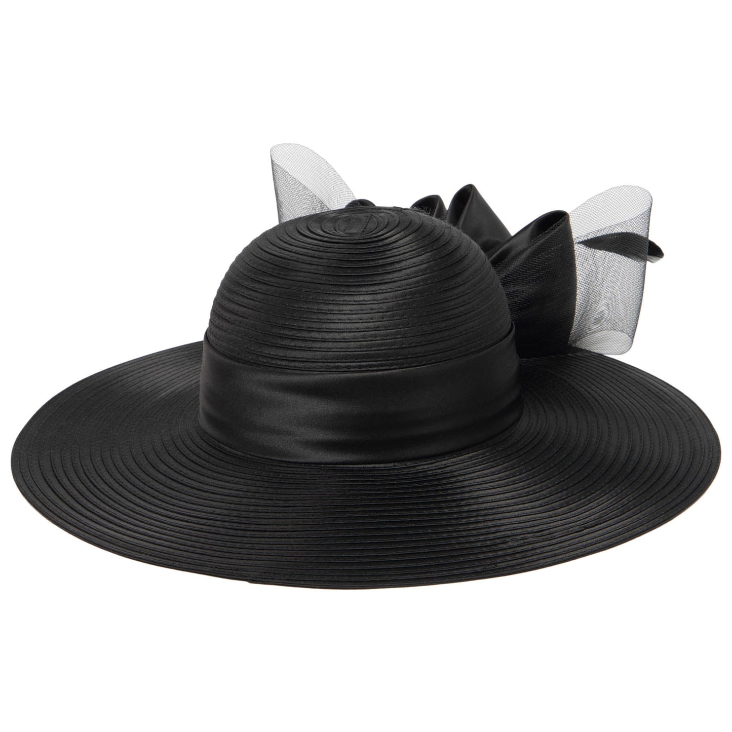 Women's Round Crown Organza Bow Dress Hat