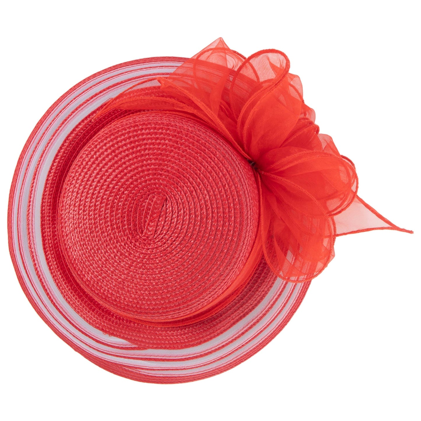 Women's Red Dress Hat with Organza Bow