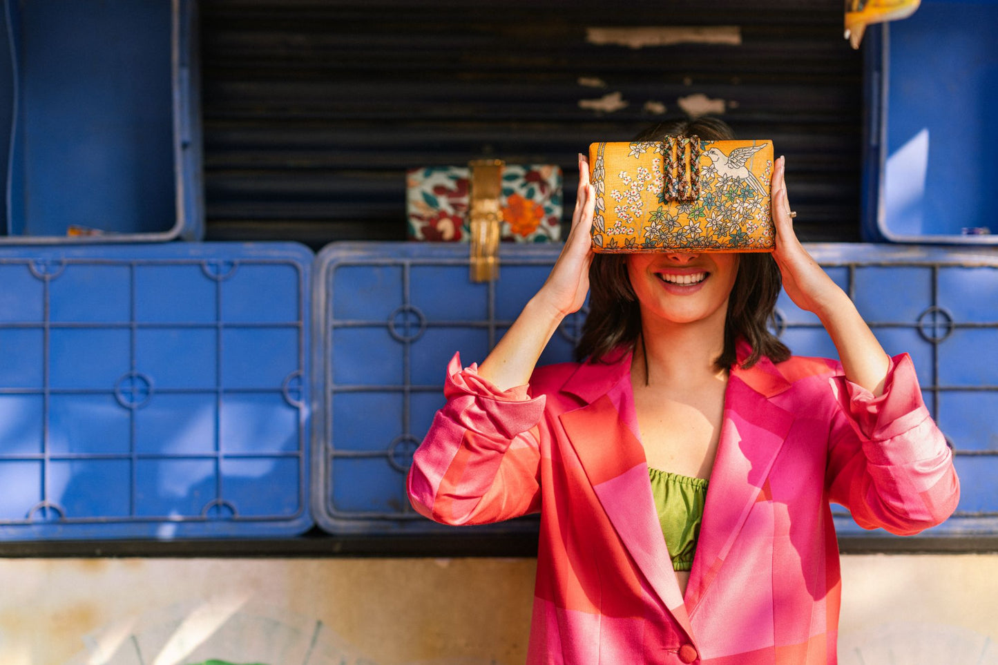 Orange Paradise Bird Braided Clutch