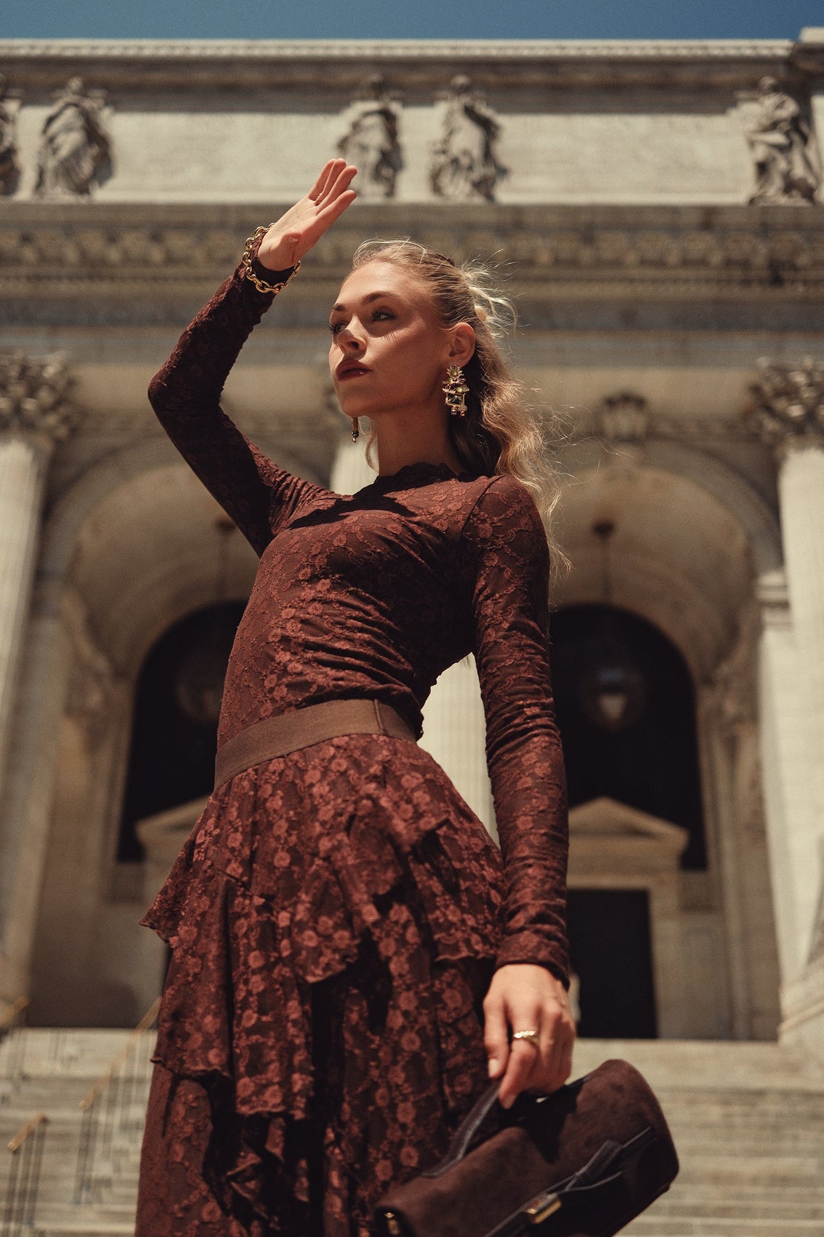 Alison Lace Tee- Chocolate
