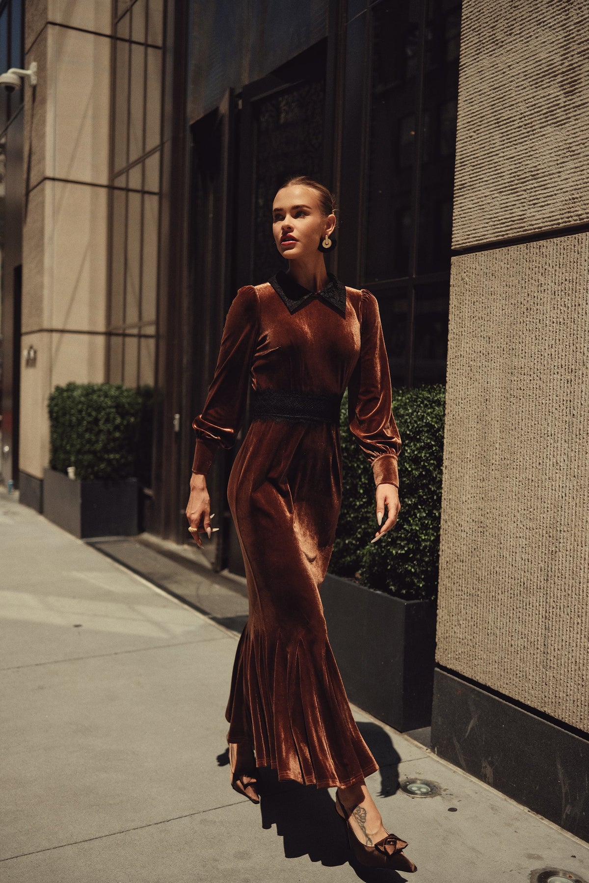 Bianca Dress- Velvet with Lace