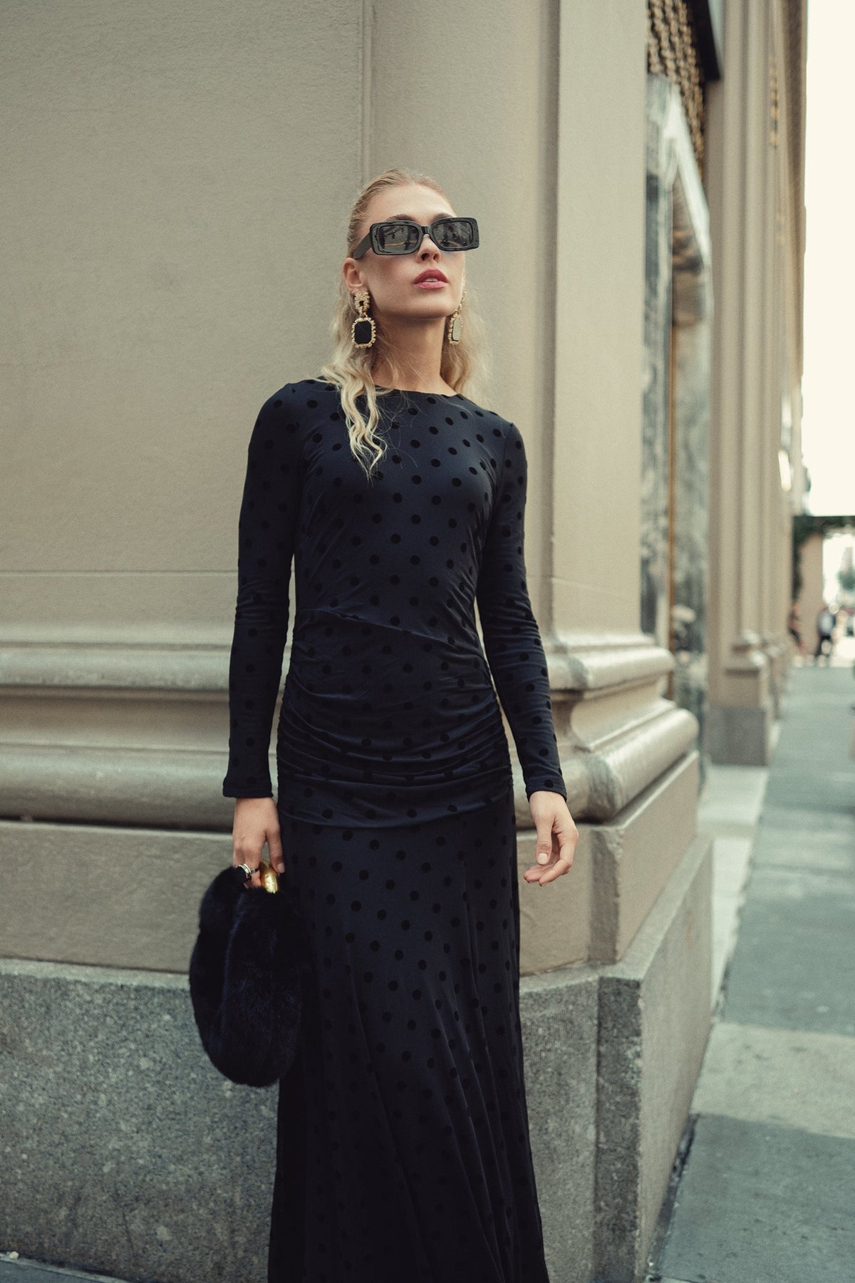 Verona Mesh Dot Dress- Black