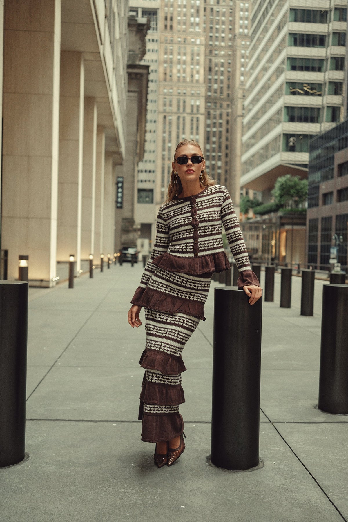 Crochet Knit Top- Chocolate and Cream