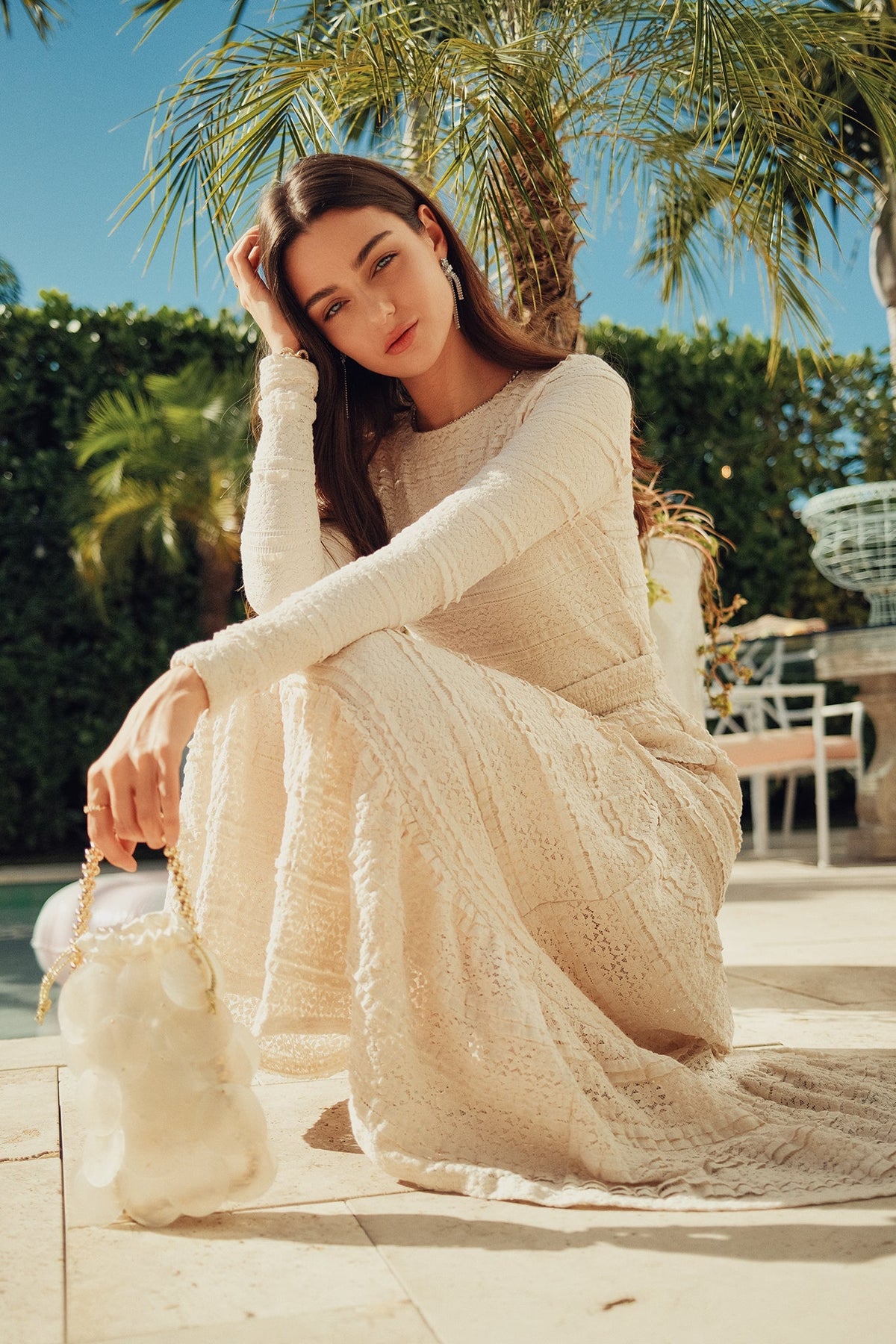 Lace Maxi Skirt- Cream