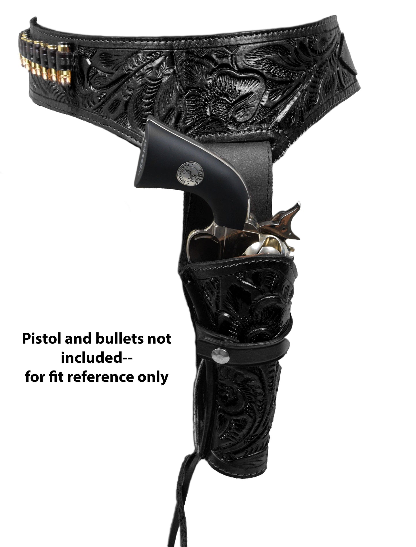 44/45 Caliber Revolver Leather Holster Belt - Black - Osadia Concept Store