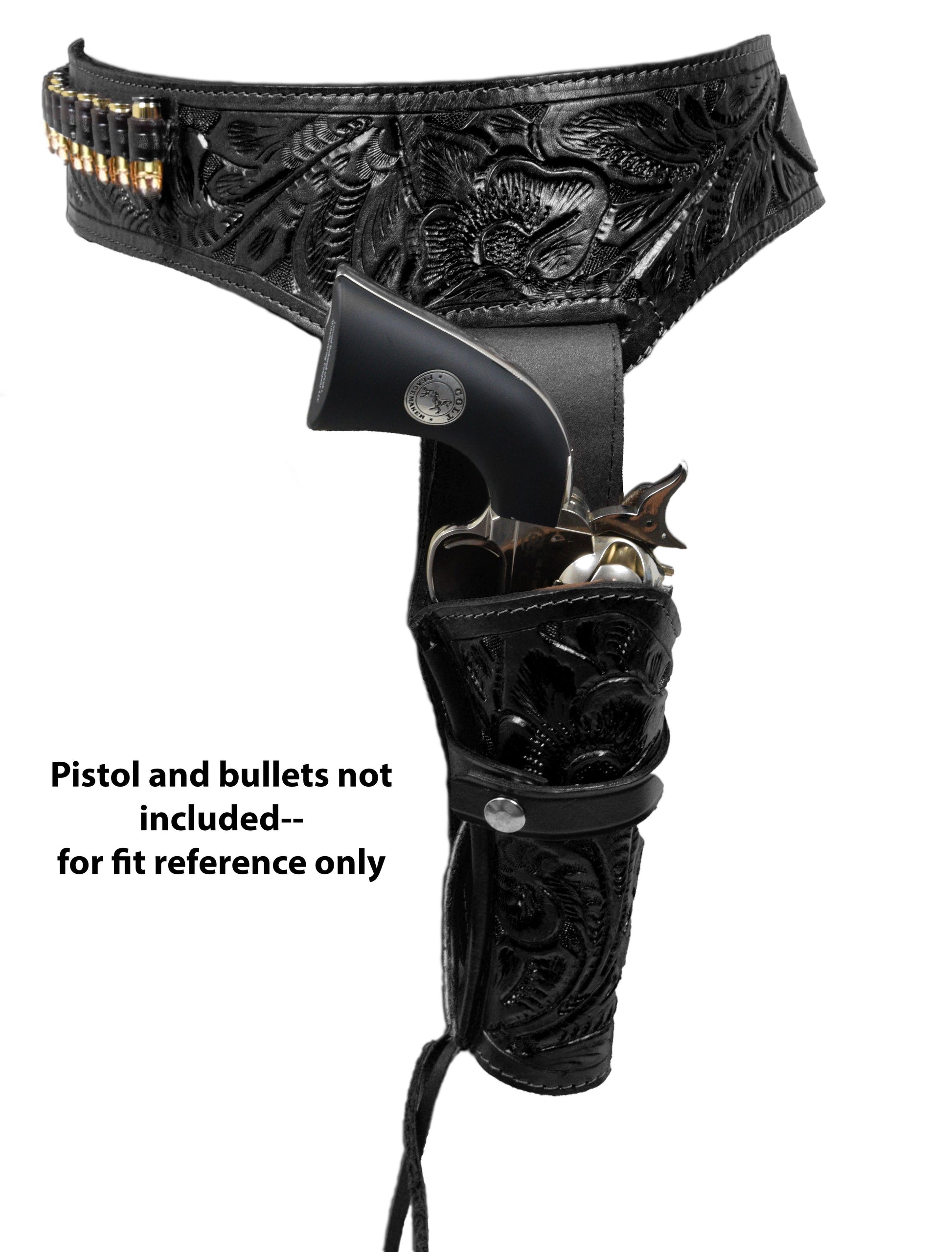 38 / 357 Caliber Revolver Leather Holster Belt - Black - Osadia Concept Store