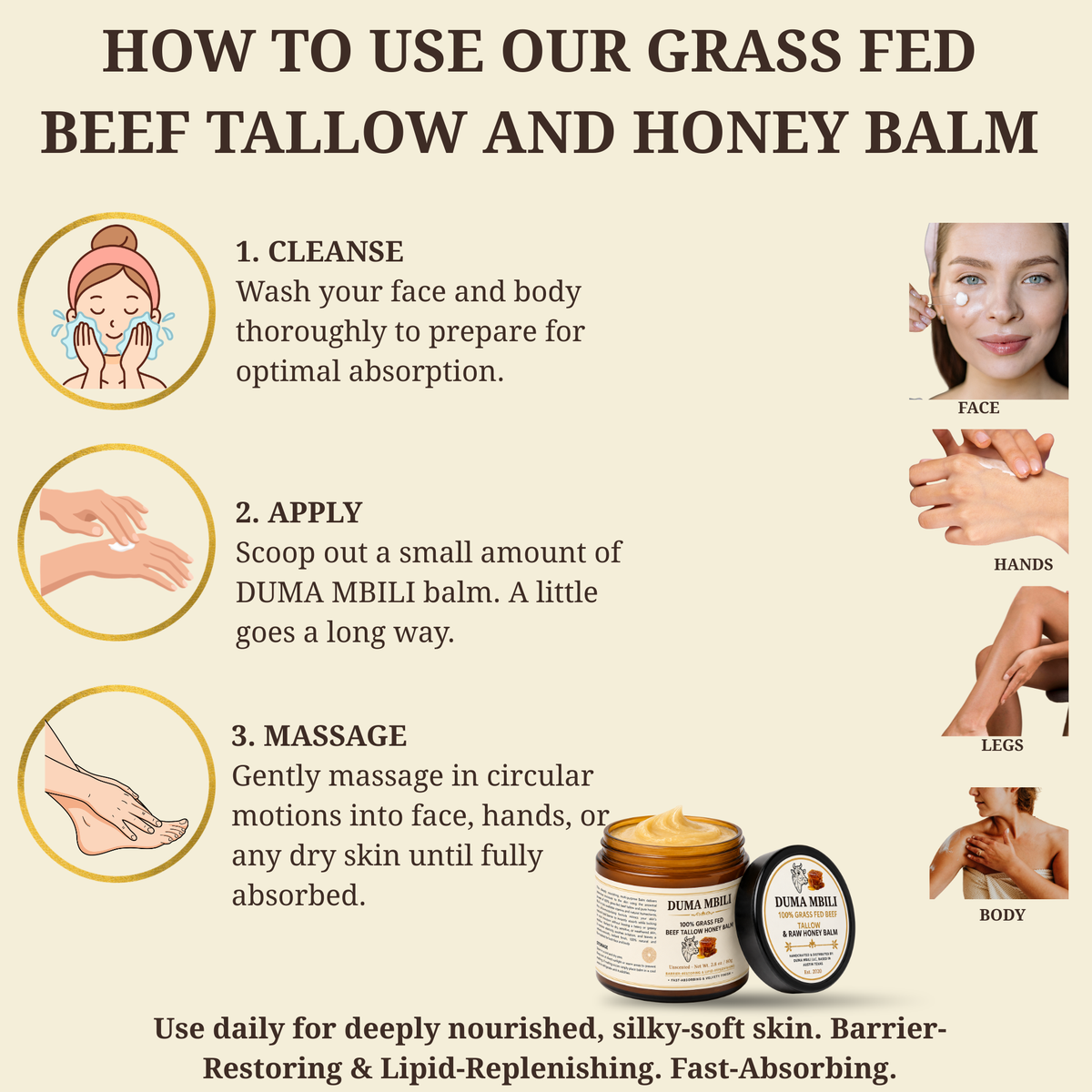 Duma Mbili 100% Grass-Fed Tallow &amp; Honey Balm