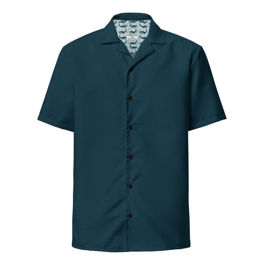 Labelless Dark Seas Blue Button Down Camp Shirt