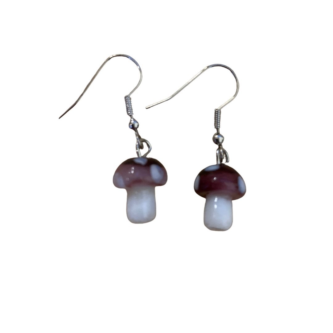 Deep Forest Mushroom Hook Earrings