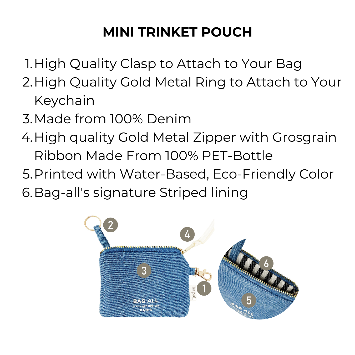 Mini Trinket Pouch, Denim - Osadia Concept Store