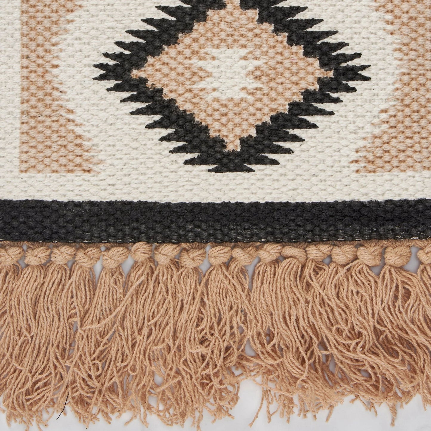 Diamond Western Cotton Wall Hanging with Jute Tassels | Rustic Boho Western Wall Décor | 10" x 12"