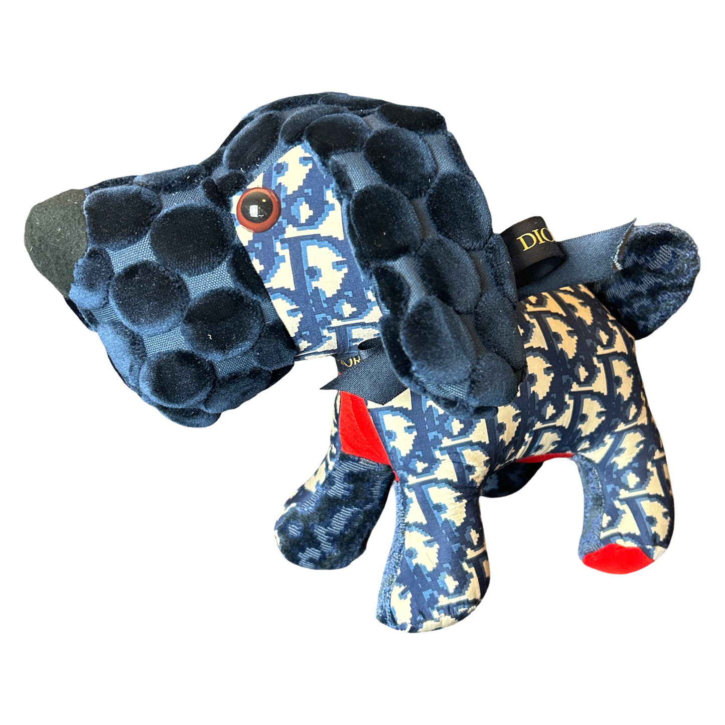 Trotter Blue Vintage Silk Scarf Patchwork Puppy